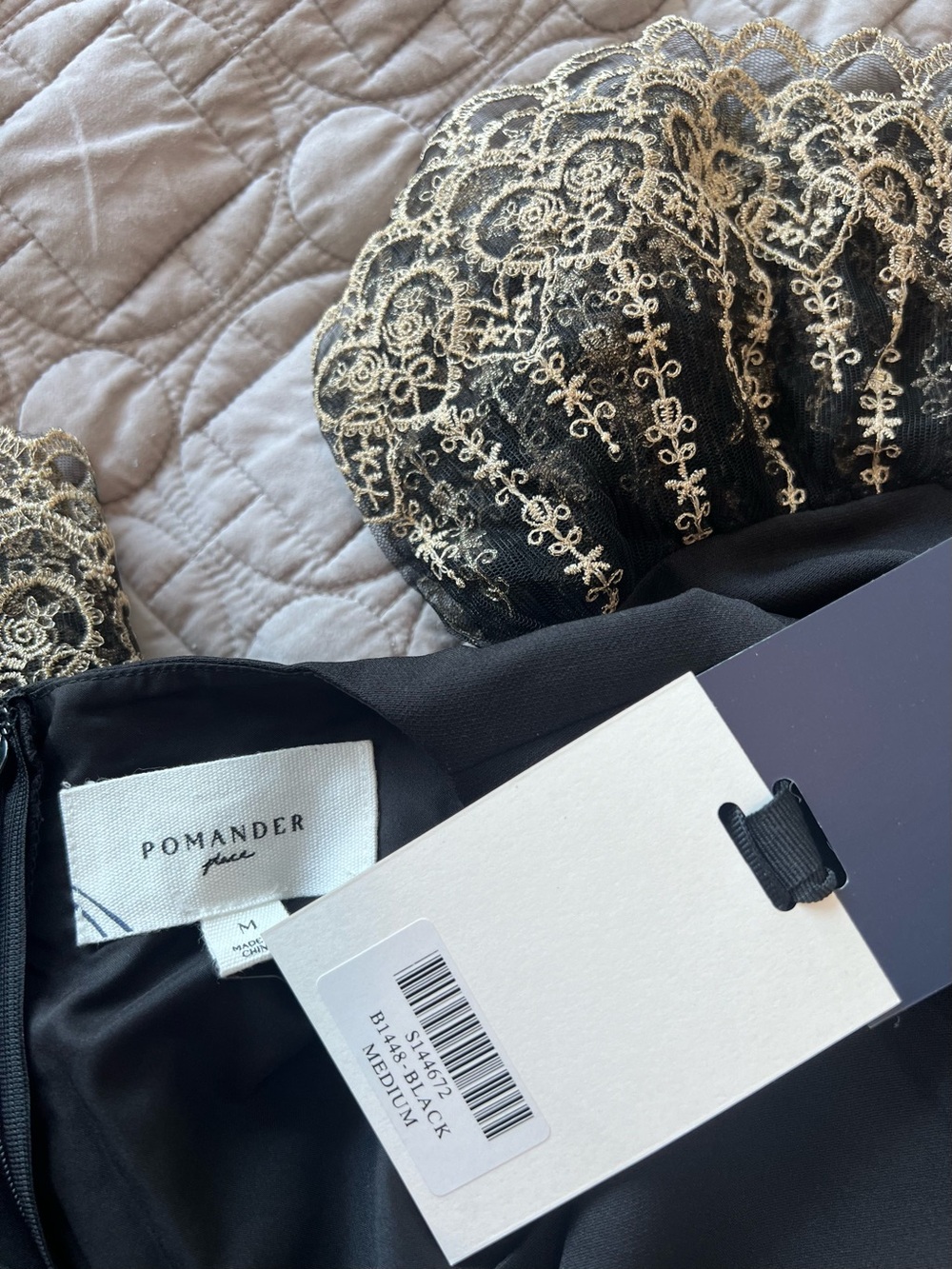 Tuckernuck Pomander Place Lillith Dress Black Gold Lace Holiday Party NWT - Picture 15 of 16